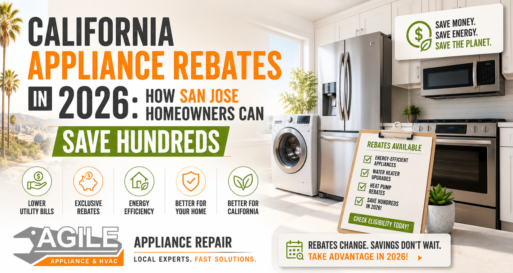 California appliance rebates in 2026 for San Jose homeowners looking to save on energy-efficient appliances